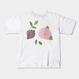 watercolour pink flowers watercolor purple flowers pink and purple flowers Kids T-Shirt